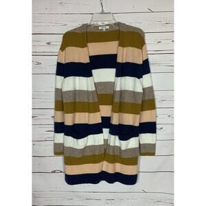 Madewell Women's M Medium Striped Alpaca Wool Open Front Pocket Cardigan Sweater